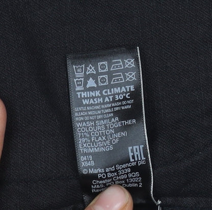 M&S Women's Black Jacket, Size 10, Cotton & Linen
