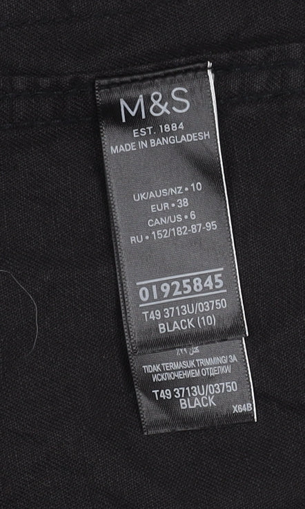M&S Women's Black Jacket, Size 10, Cotton & Linen