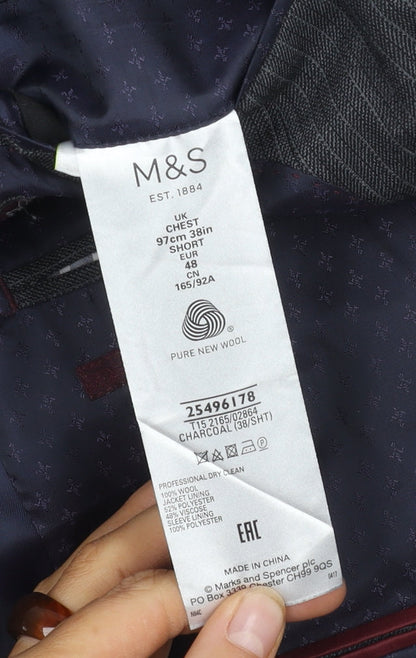 Mens UK Size 38 Marks and Spencer Regular Grey Suit Jacket
