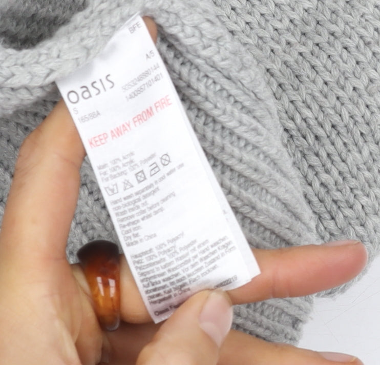 Womens UK Size S Oasis Grey Cardigan Jumper