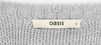 Womens UK Size S Oasis Grey Cardigan Jumper