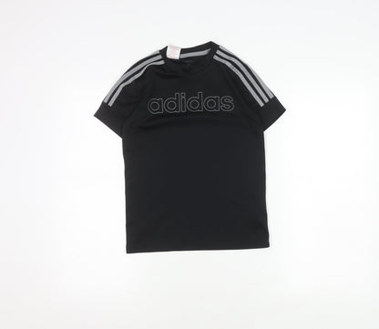 Adidas Boys Black T-Shirt 9-10 Years Gym Jersey Top