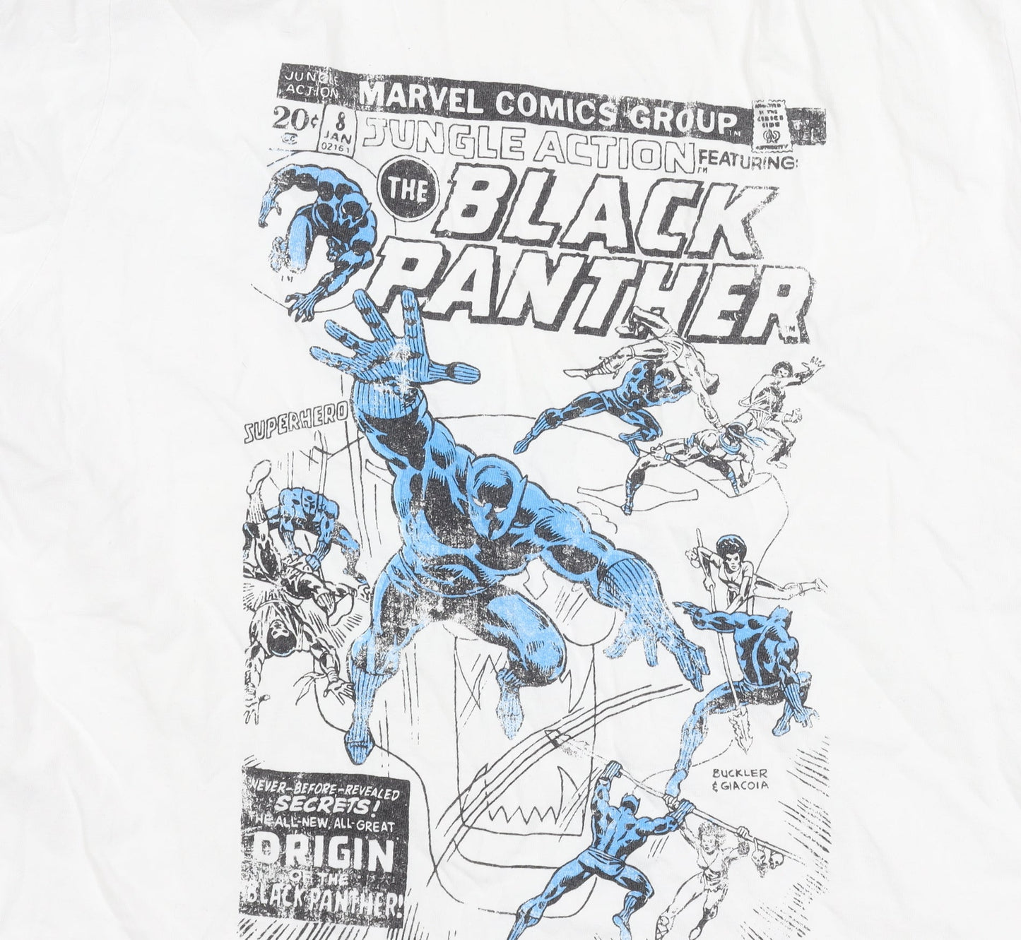 George Men's White Black Panther Comic T-Shirt S