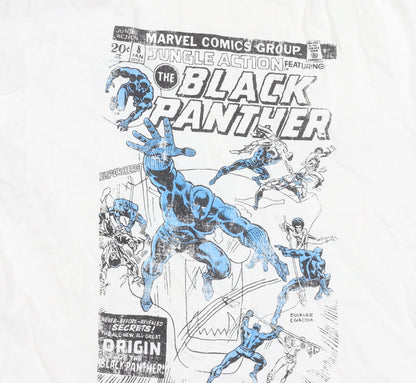 George Men's White Black Panther Comic T-Shirt S