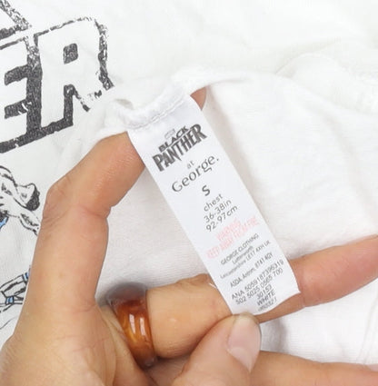 George Men's White Black Panther Comic T-Shirt S