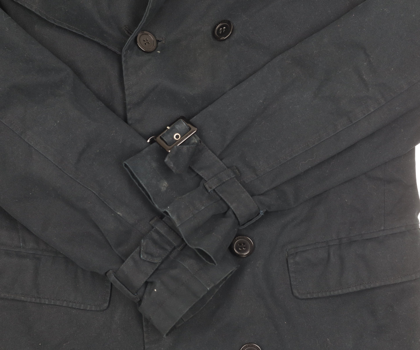 Atticus Men's Black Pea Coat, Size S, Belted Casual