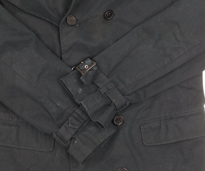 Atticus Men's Black Pea Coat, Size S, Belted Casual