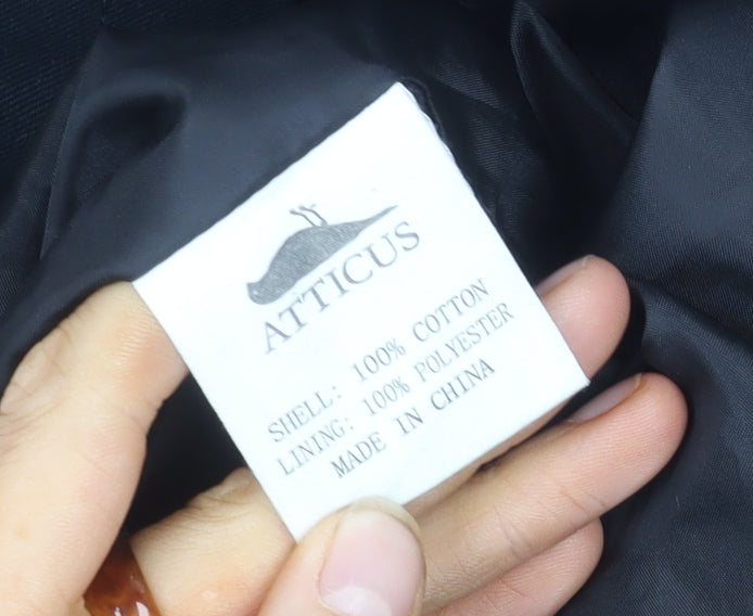 Atticus Men's Black Pea Coat, Size S, Belted Casual