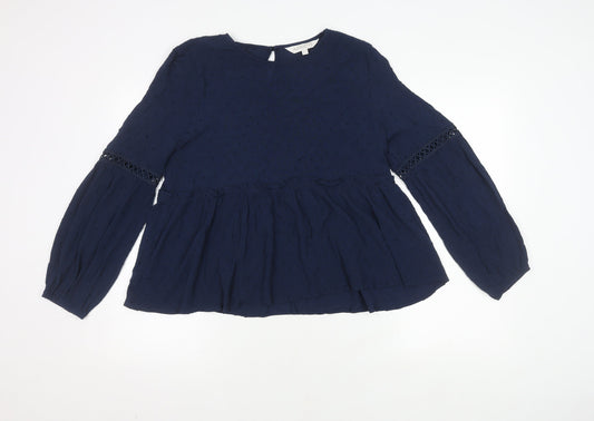 Womens UK Size 14 Apricot Blue  Blouse