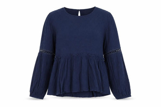 Womens UK Size 14 Apricot Blue  Blouse