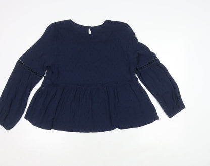 Womens UK Size 14 Apricot Blue  Blouse