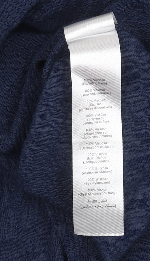 Womens UK Size 14 Apricot Blue  Blouse