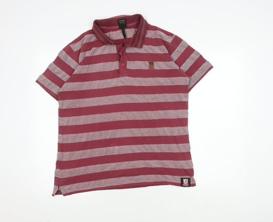 LFC Men's Red Striped Polo Shirt M