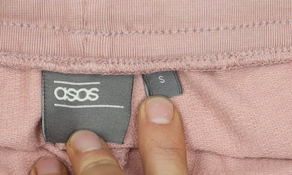 ASOS Women's Pink Sweat Shorts S, Casual Cotton Drawstring