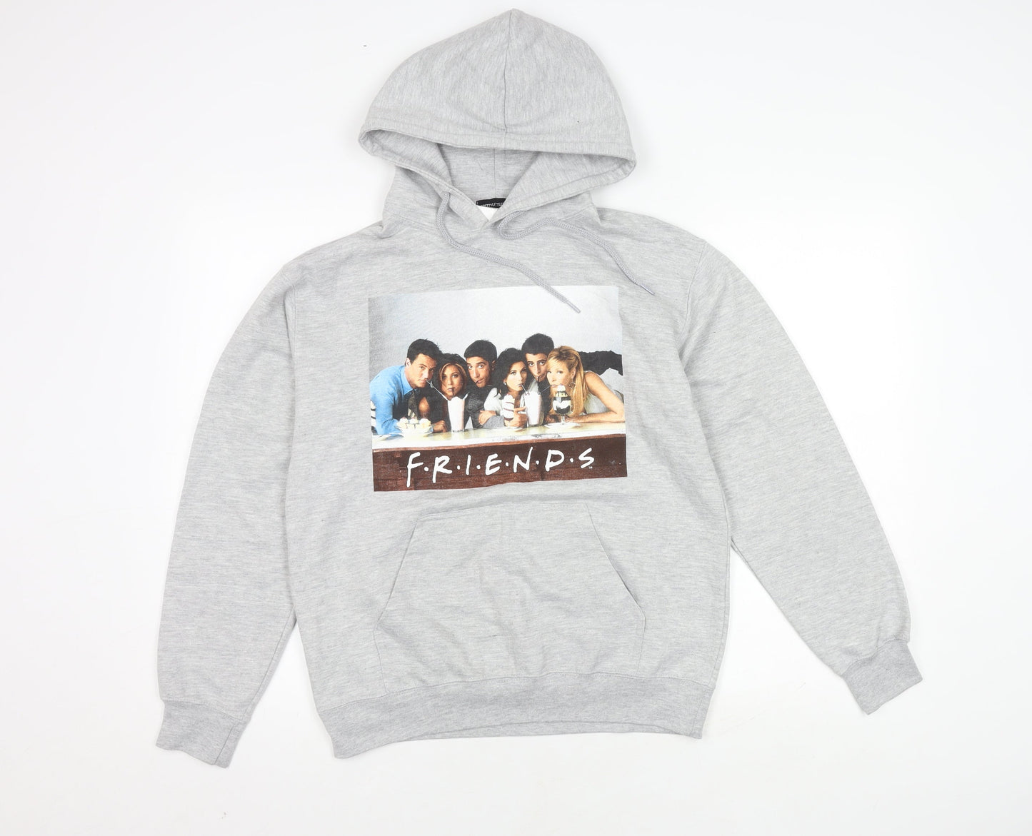 PrettyLittleThing Women's Grey Friends Pullover Hoodie Size S