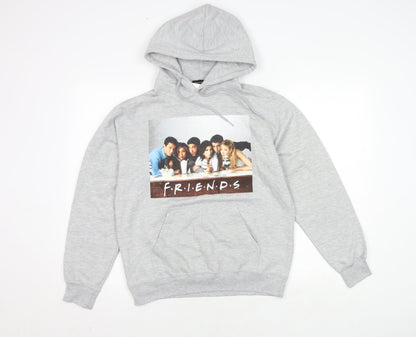 PrettyLittleThing Women's Grey Friends Pullover Hoodie Size S