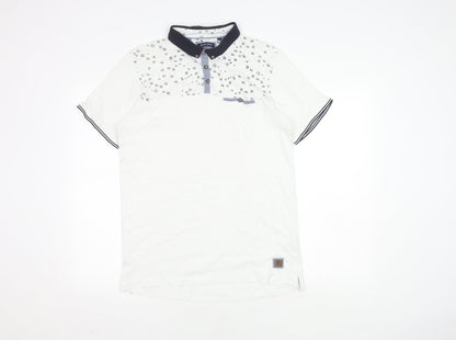 Brave Soul Men's White Polo Shirt L Graphic Print