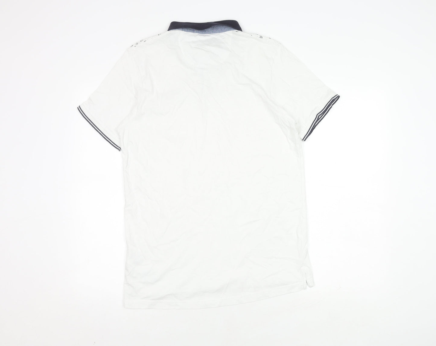 Brave Soul Men's White Polo Shirt L Graphic Print