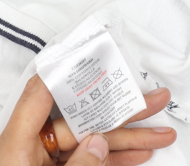 Brave Soul Men's White Polo Shirt L Graphic Print