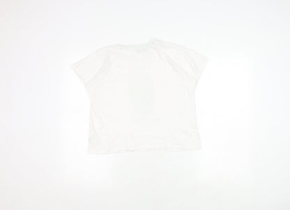 Brave Soul Women's White M T-Shirt Avocado Print