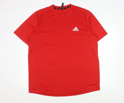 Adidas Men's Red XL Crew Neck T-Shirt