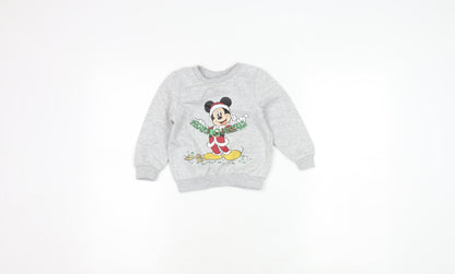 Disney Boys Grey Mickey Mouse Christmas Sweatshirt 8-9 Years