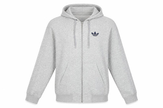 Front view of Adidas unisex grey full zip hoodie xs - new