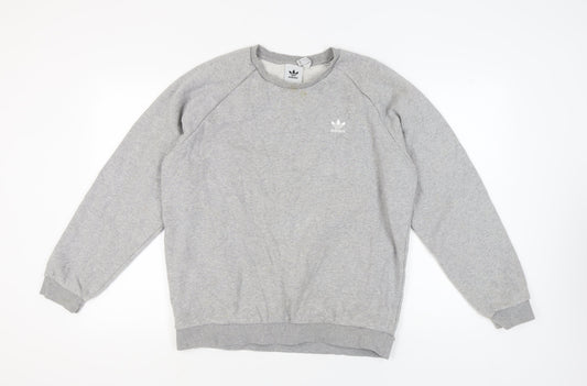 Adidas Unisex Grey Pullover Sweatshirt L Logo Casual