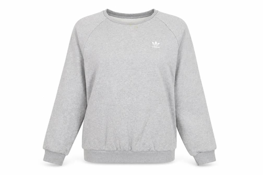 Front view of Adidas unisex grey pullover sweatshirt l logo casual