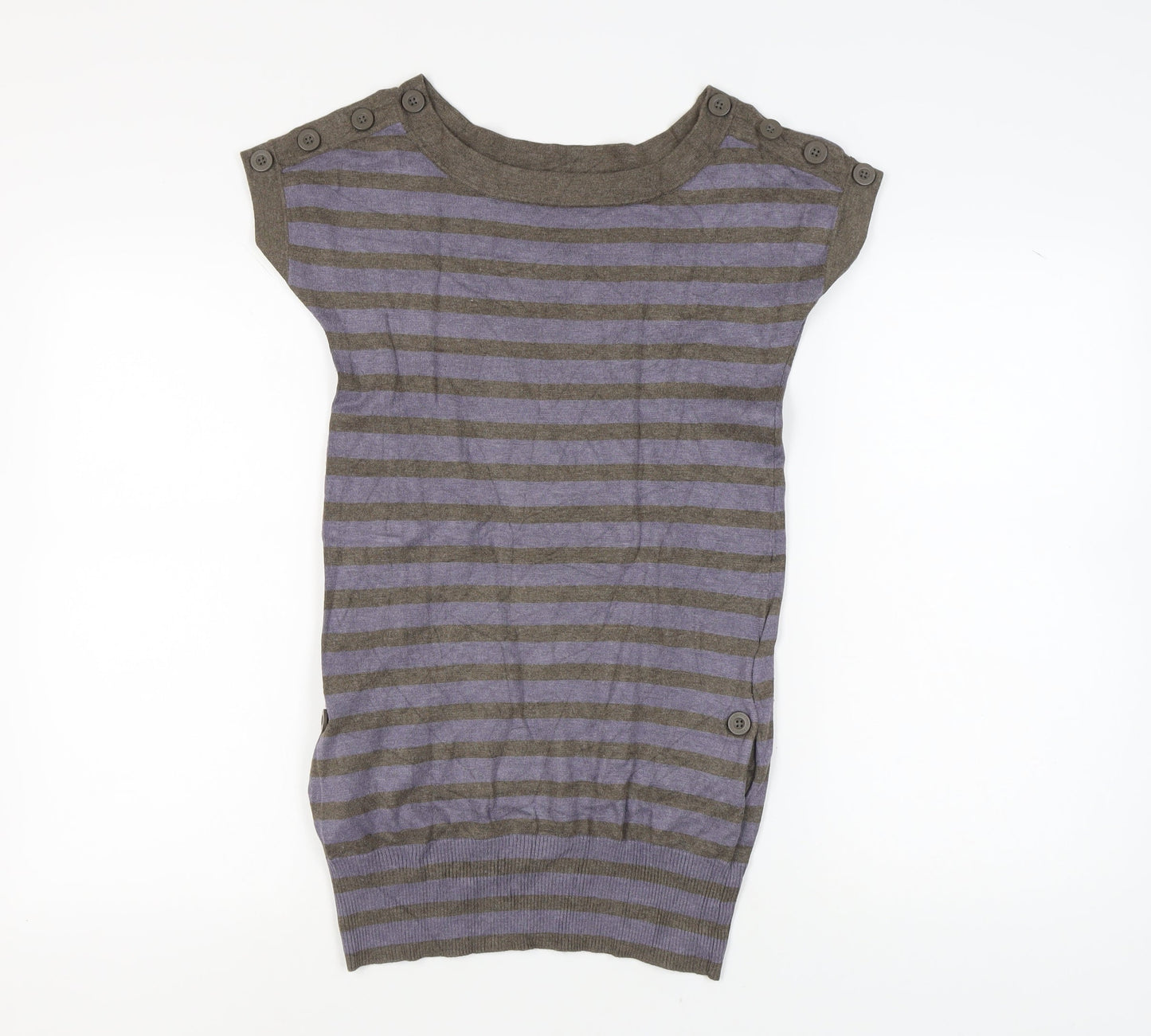 Jasper Conran Women's Grey Striped T-Shirt Size 8