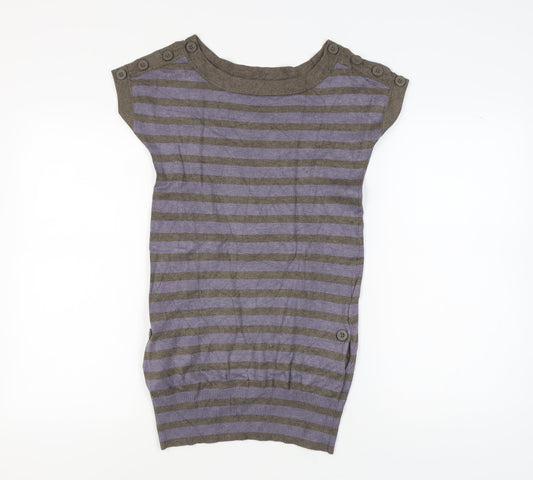 Jasper Conran Women's Grey Striped T-Shirt Size 8