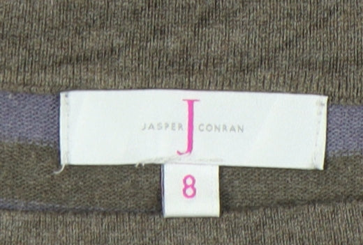 Jasper Conran Women's Grey Striped T-Shirt Size 8