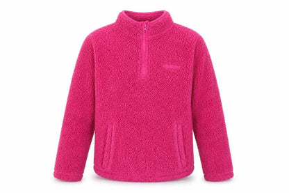 Front view of Peter Storm girls’ pink fleece pullover sweatshirt 11-12 years
