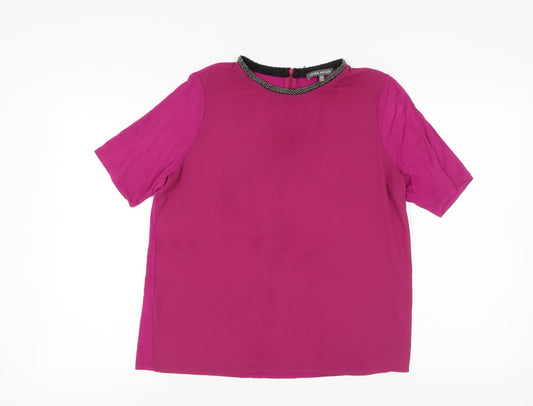 Laura Ashley Women's Pink Short Sleeve Beaded Top Size 14