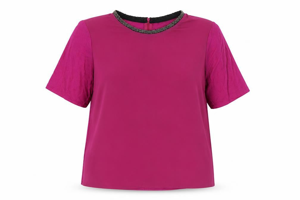 Laura Ashley Women's Pink Short Sleeve Beaded Top Size 14