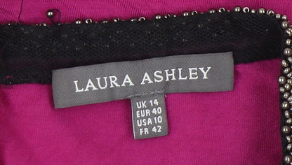 Laura Ashley Women's Pink Short Sleeve Beaded Top Size 14