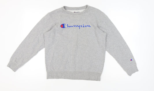 Additional front view of Champion unisex grey crew neck sweatshirt l
