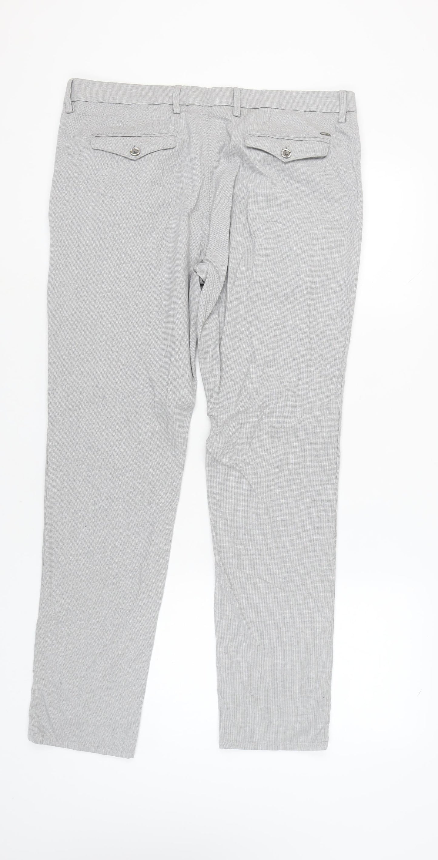 Massimo Dutti Men's Grey Slim Fit Trousers - Medium