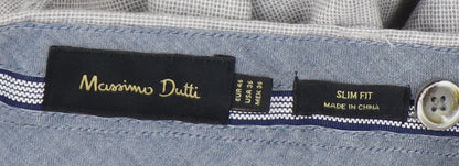 Massimo Dutti Men's Grey Slim Fit Trousers - Medium