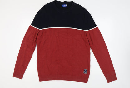 Jack & Jones Men's XL Red Waffle-Knit Pullover Jumper