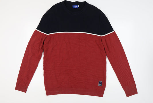 Jack & Jones Men's XL Red Waffle-Knit Pullover Jumper