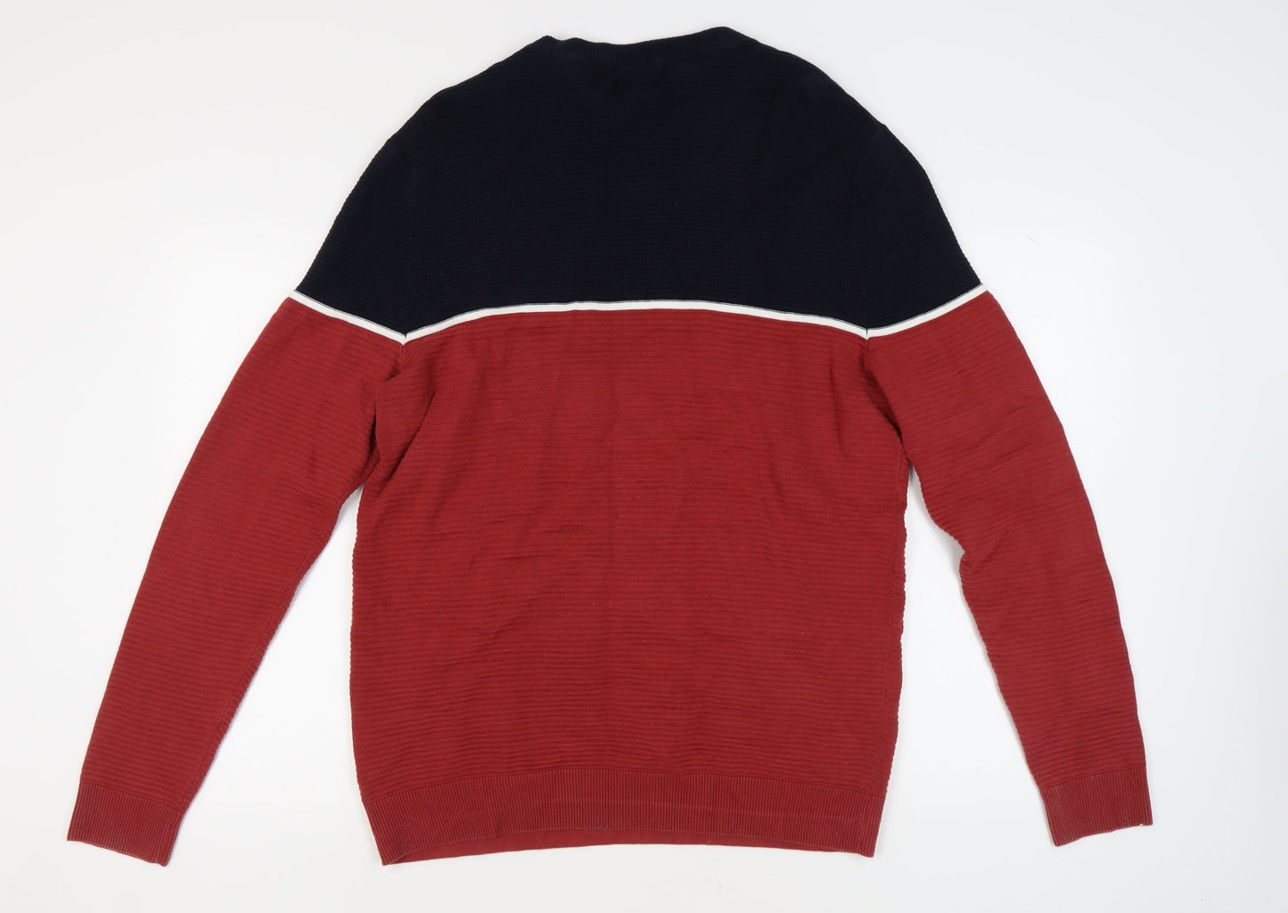 Jack & Jones Men's XL Red Waffle-Knit Pullover Jumper