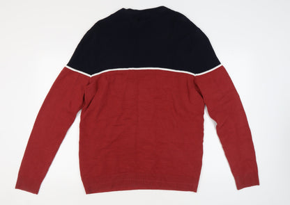Jack & Jones Men's XL Red Waffle-Knit Pullover Jumper
