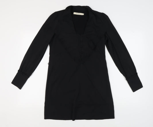 Reiss Women's Black V-Neck Long Sleeve Dress