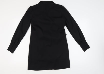 Reiss Women's Black V-Neck Long Sleeve Dress