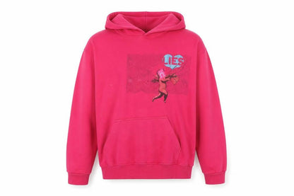 Front view of Little White Lies Pink XL unisex pullover hoodie