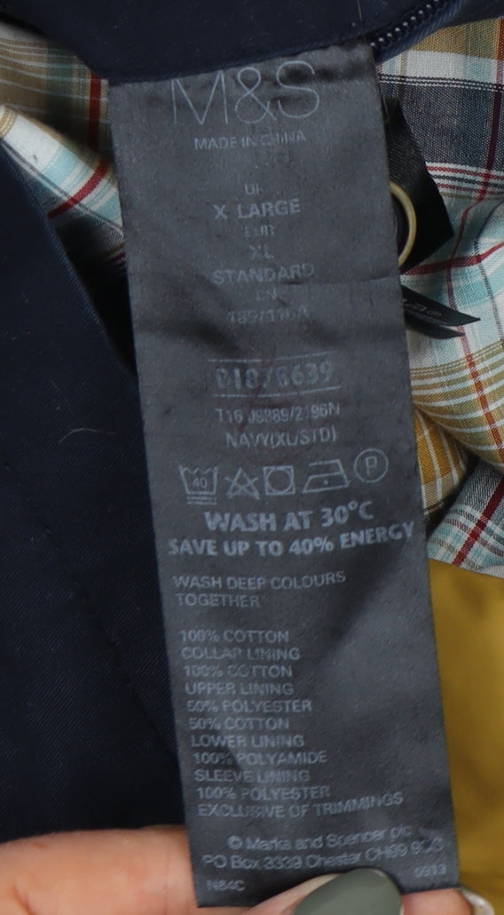 Mens UK Size XL Marks and Spencer Blue Overcoat