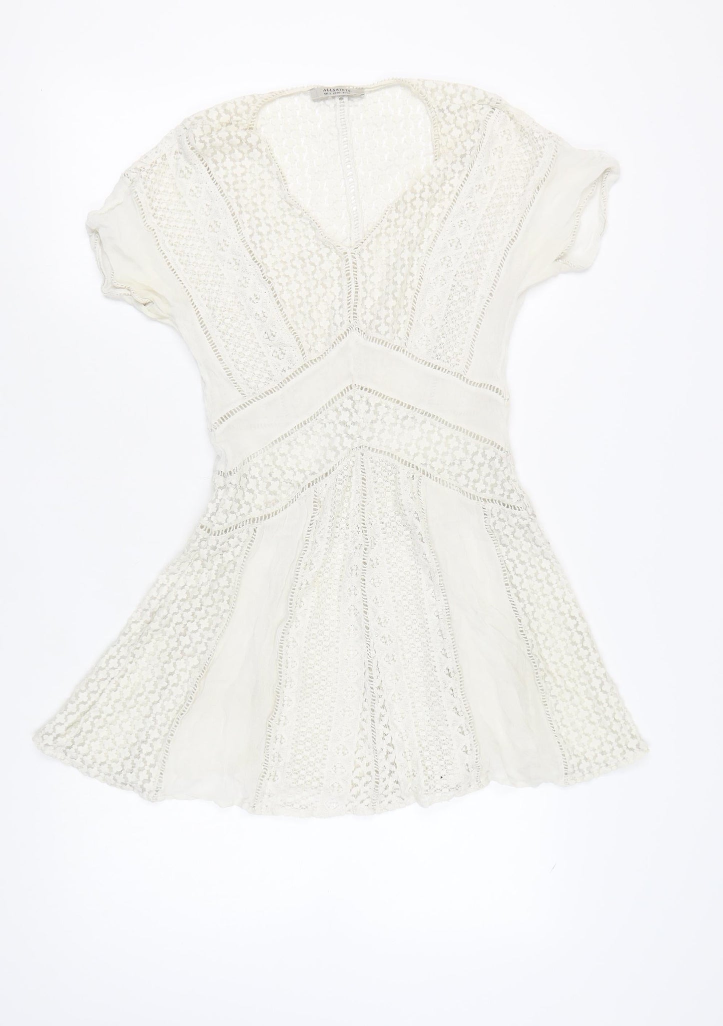 AllSaints Ivory Lace A-Line Mini Dress Women's Size 2