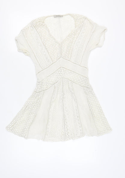 AllSaints Ivory Lace A-Line Mini Dress Women's Size 2