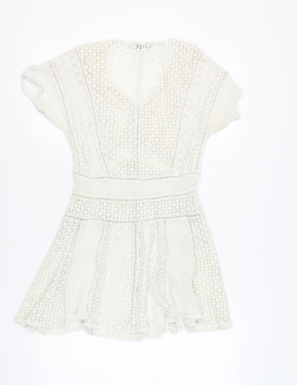 AllSaints Ivory Lace A-Line Mini Dress Women's Size 2